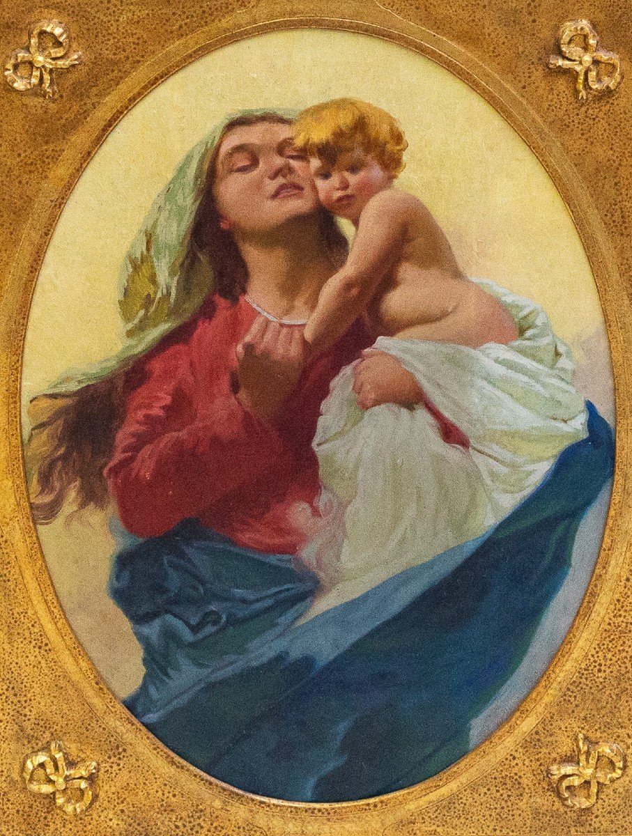 Umberto Gnata, olio su tela, "Mater Purissima", da Domenico Morelli, Anni '40-photo-2