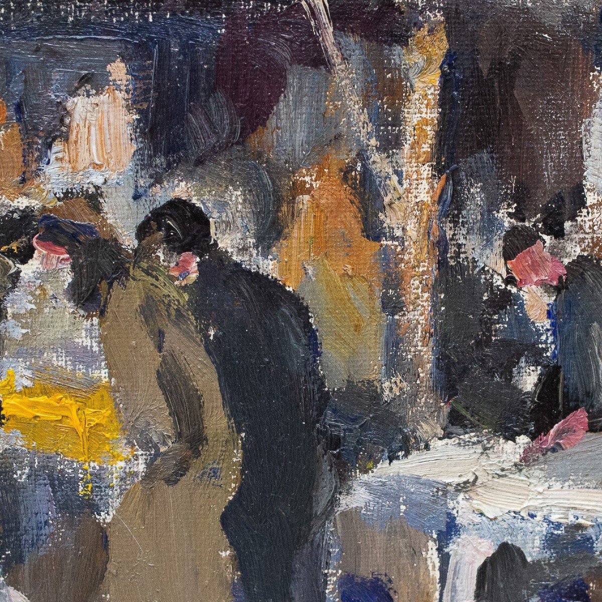 Dipinto di Carlo Musso, "Il Mercato di Torino", olio su tela, Anni '40-photo-3