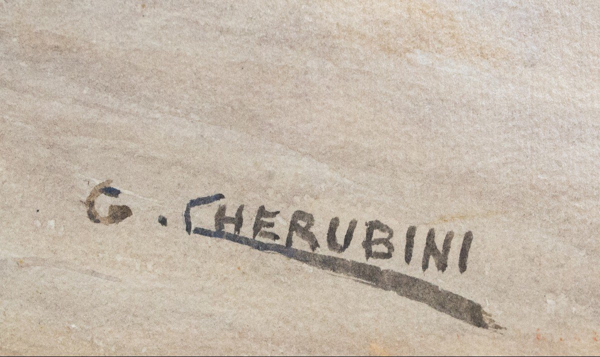 Giuseppe Cherubini, "Piazza S. Marco Venezia", acquerello su carta, firmato, Anni 50-photo-4