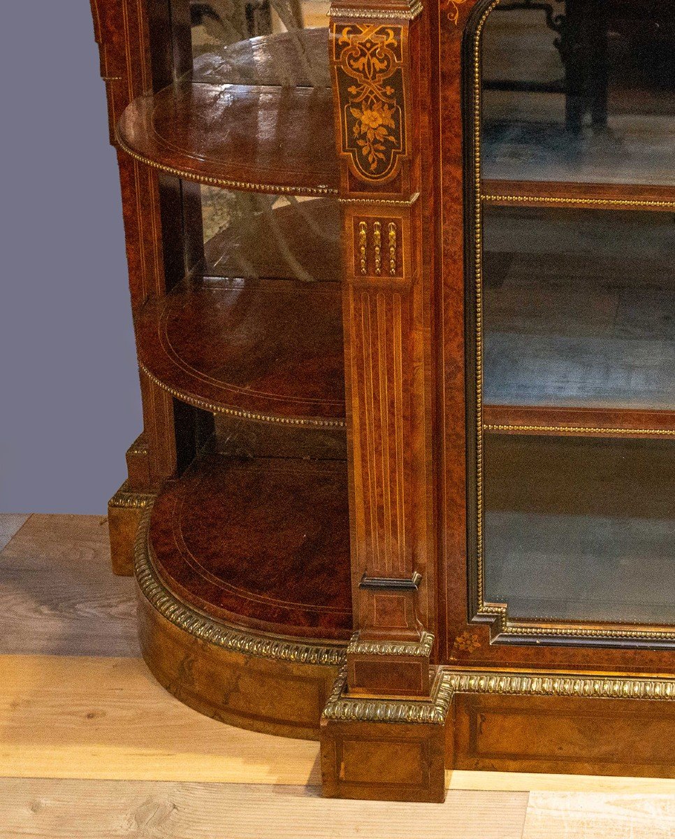 Credenza/Vetrina, in radica di noce, Stile Napoleone III, Primi '900-photo-1