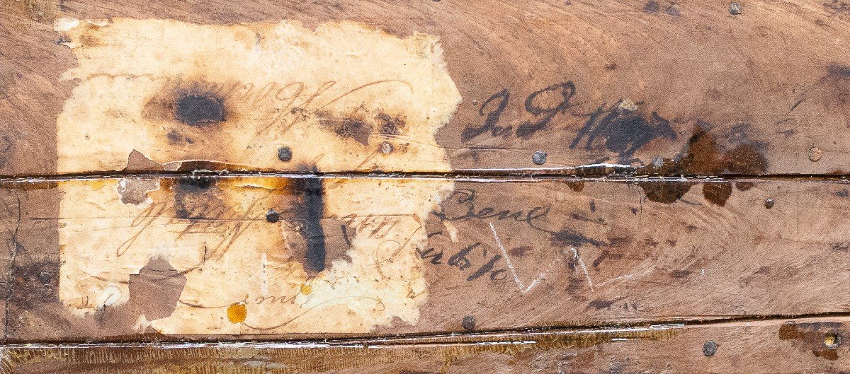 Tavolino in legno intarsiato Carlo X, Epoca primi '800-photo-7