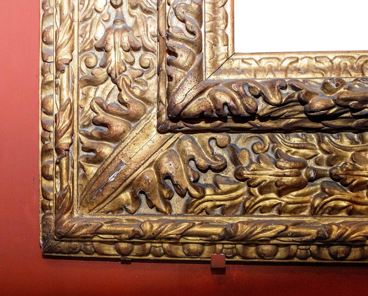 Grande Cornice in legno dorato intagliato, Stile Seicentesco, Epoca primi '900-photo-2