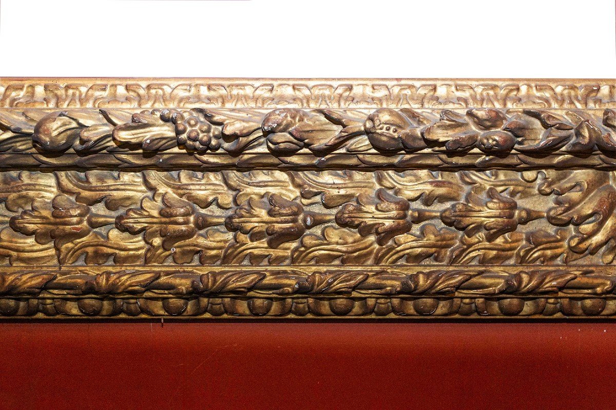 Grande Cornice in legno dorato intagliato, Stile Seicentesco, Epoca primi '900-photo-3