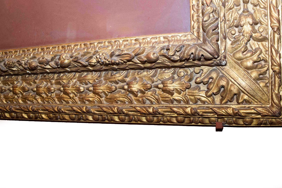 Grande Cornice in legno dorato intagliato, Stile Seicentesco, Epoca primi '900-photo-7