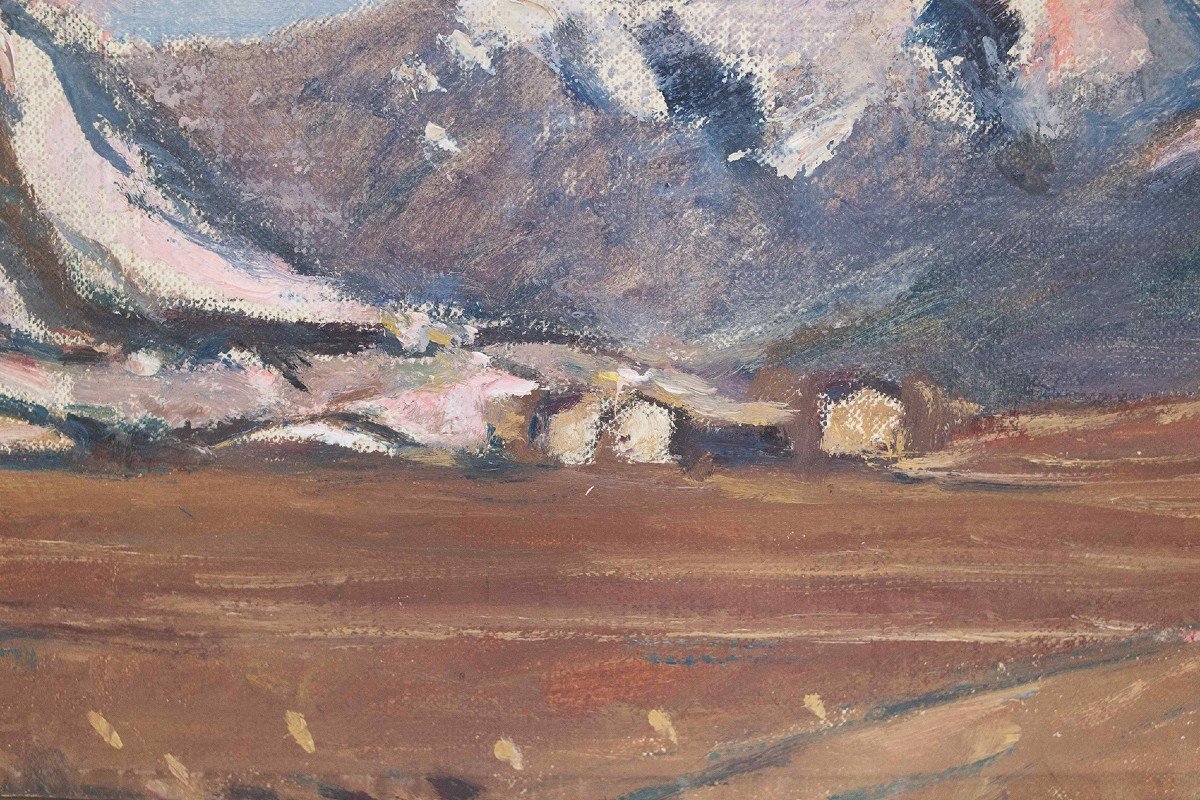 Arturo Tosi, olio su tela "Paesaggio - Rovetta", firmato, Epoca '900-photo-3