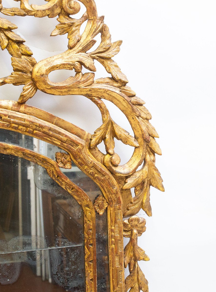 Specchiera / Caminiera in legno dorato, originale Luigi XVI dell'700-photo-1