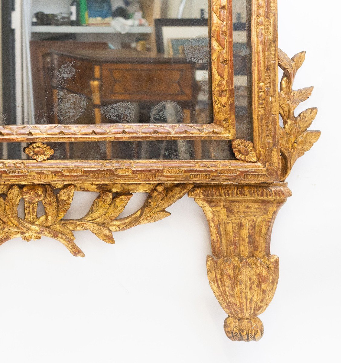 Specchiera / Caminiera in legno dorato, originale Luigi XVI dell'700-photo-3
