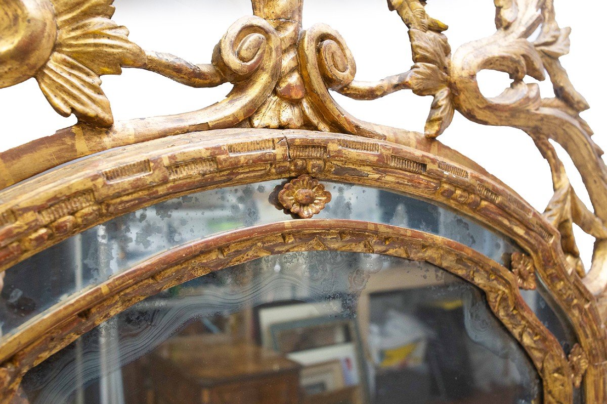 Specchiera / Caminiera in legno dorato, originale Luigi XVI dell'700-photo-7