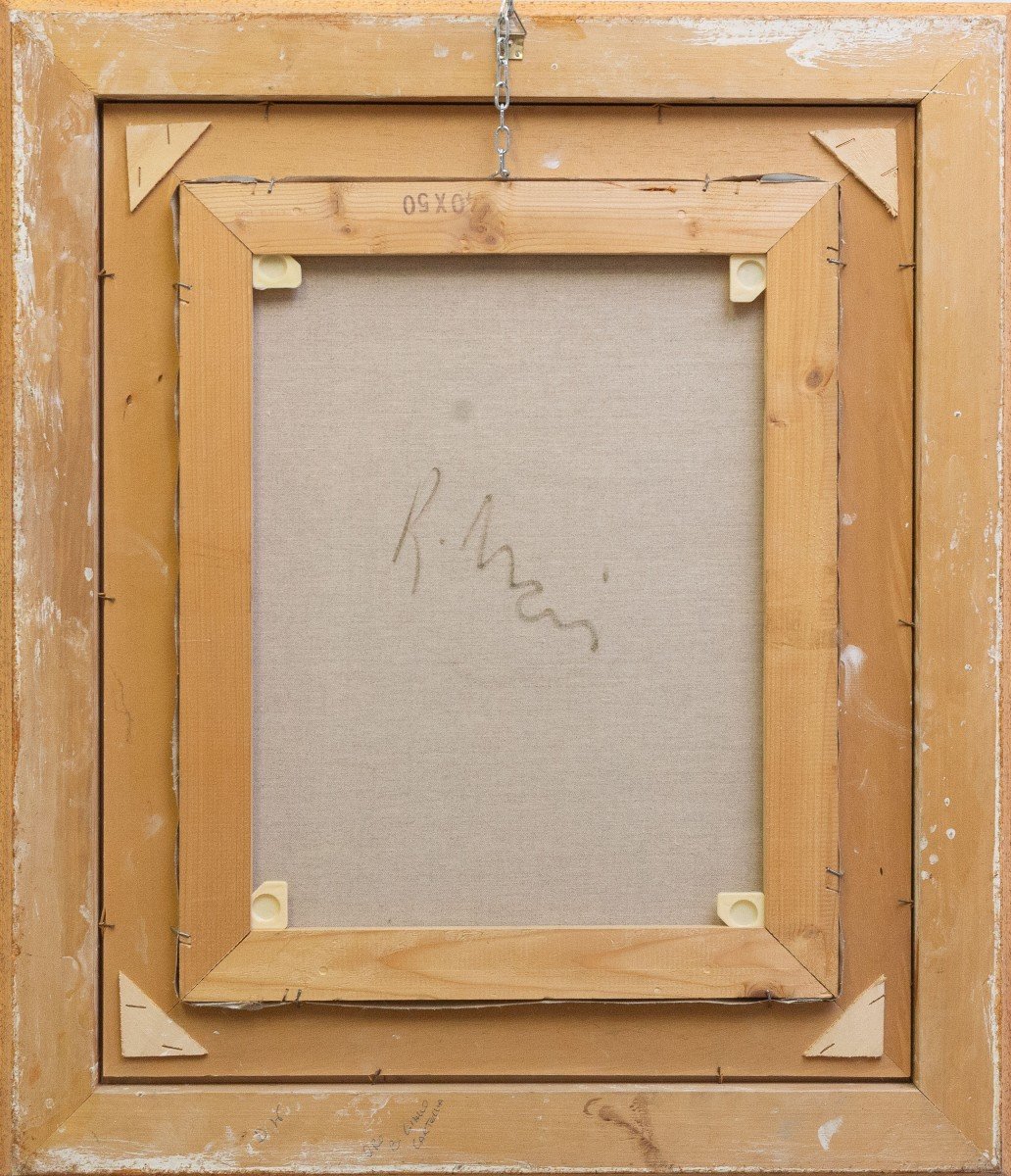 Roberto Masi, olio su tela, "Interno con vista mare ", firmato, Epoca '900-photo-3