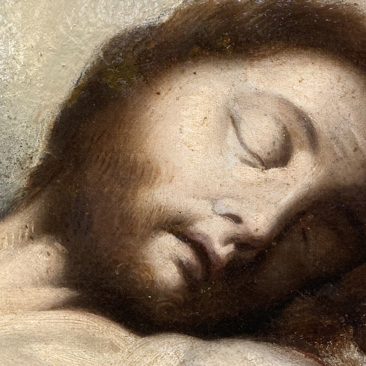 Dipinto di grandi dimensioni, "Traslazione di Cristo", olio su tela, sec. XVIII-photo-4