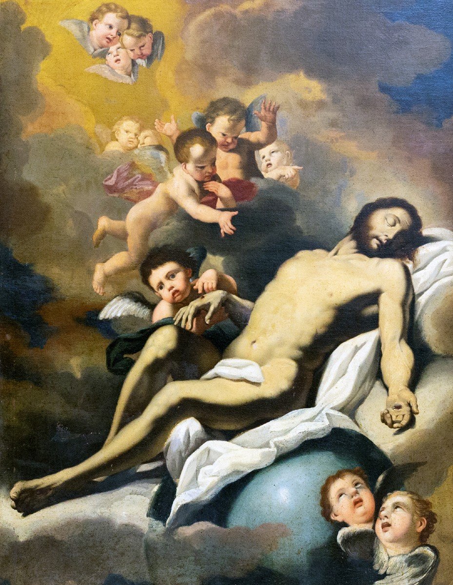 Dipinto di grandi dimensioni, "Traslazione di Cristo", olio su tela, sec. XVIII