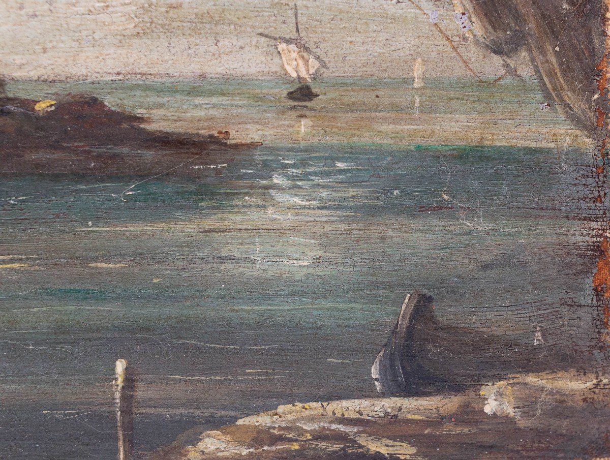 "Laguna di Venezia", olio su tela Scuola del Guardi, Epoca Primi '800-photo-3
