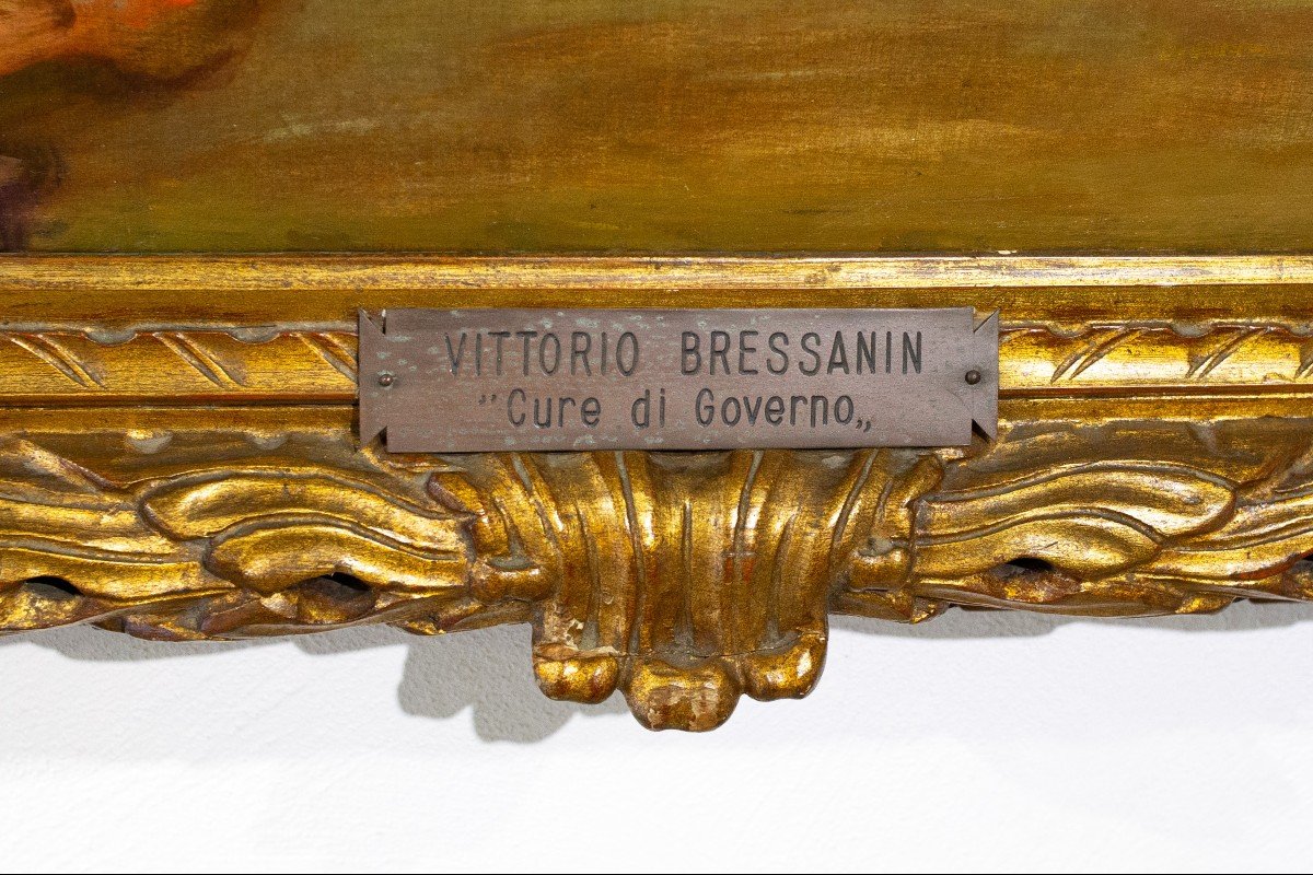 "Cure di Governo", olio su tela, di Vittorio Emanuele Bressanin, firmato, 1928-photo-1
