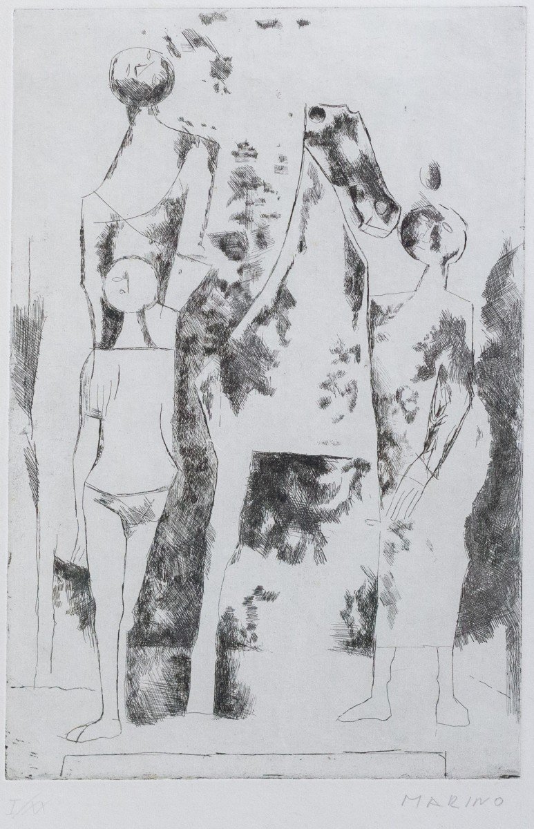 Marino Marini, Acquaforte, "Rappresentazione", tiratura I/XX, 1970-photo-7