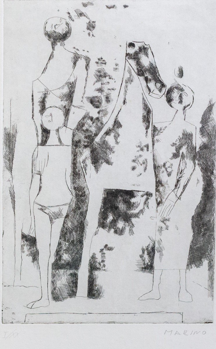 Marino Marini, Acquaforte, "Rappresentazione", tiratura I/XX, 1970