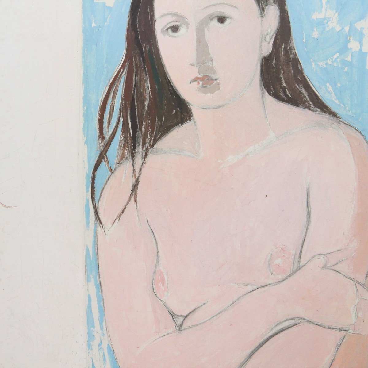 Francesco Menzio, "Modella", dipinto olio su tela , firmato, Anni '50-photo-4