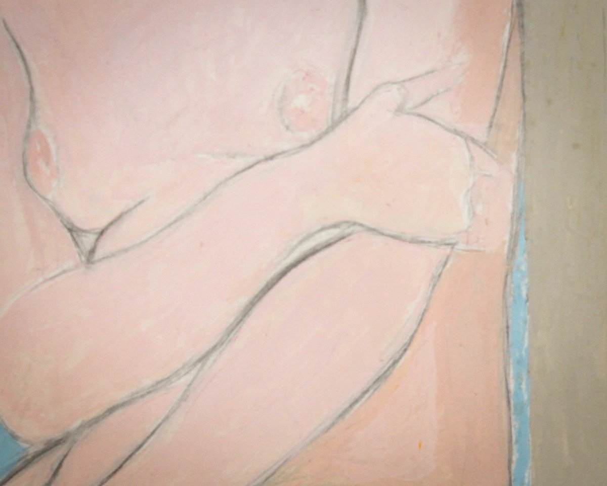 Francesco Menzio, "Modella", dipinto olio su tela , firmato, Anni '50-photo-5