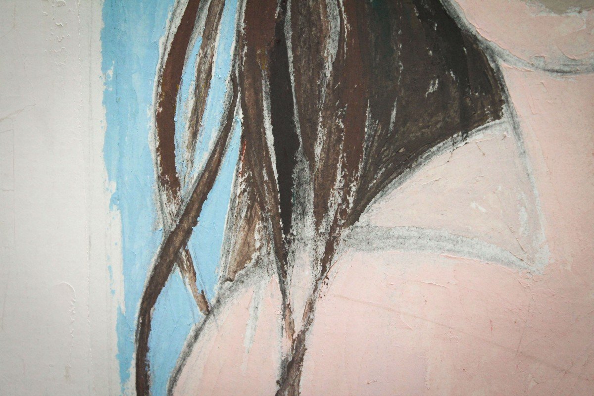 Francesco Menzio, "Modella", dipinto olio su tela , firmato, Anni '50-photo-7