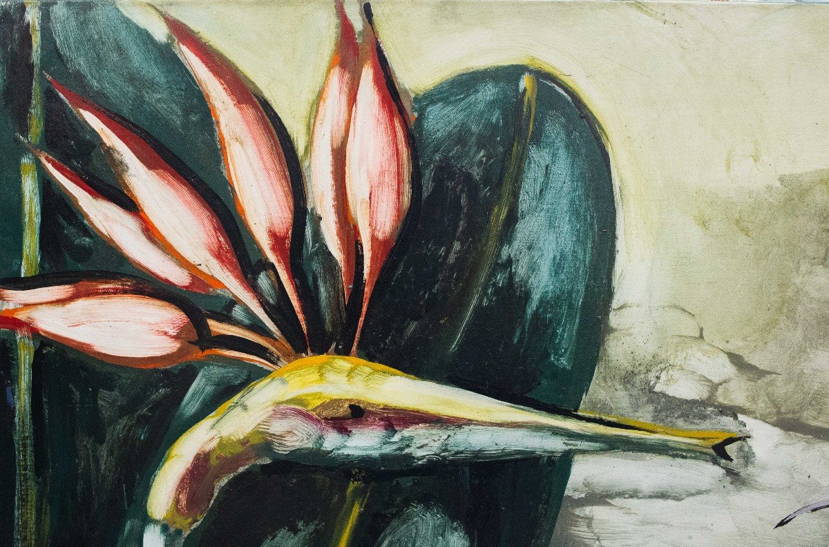 Sergio Vacchi , "Attenzione del volo", Olio su tela, firmato, 1973-photo-1