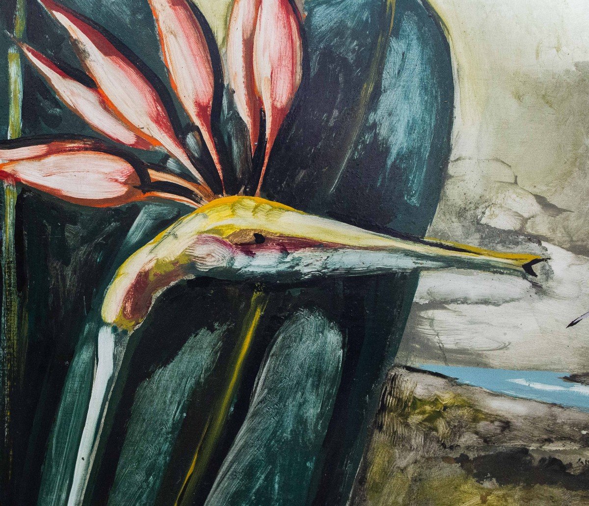 Sergio Vacchi , "Attenzione del volo", Olio su tela, firmato, 1973-photo-2