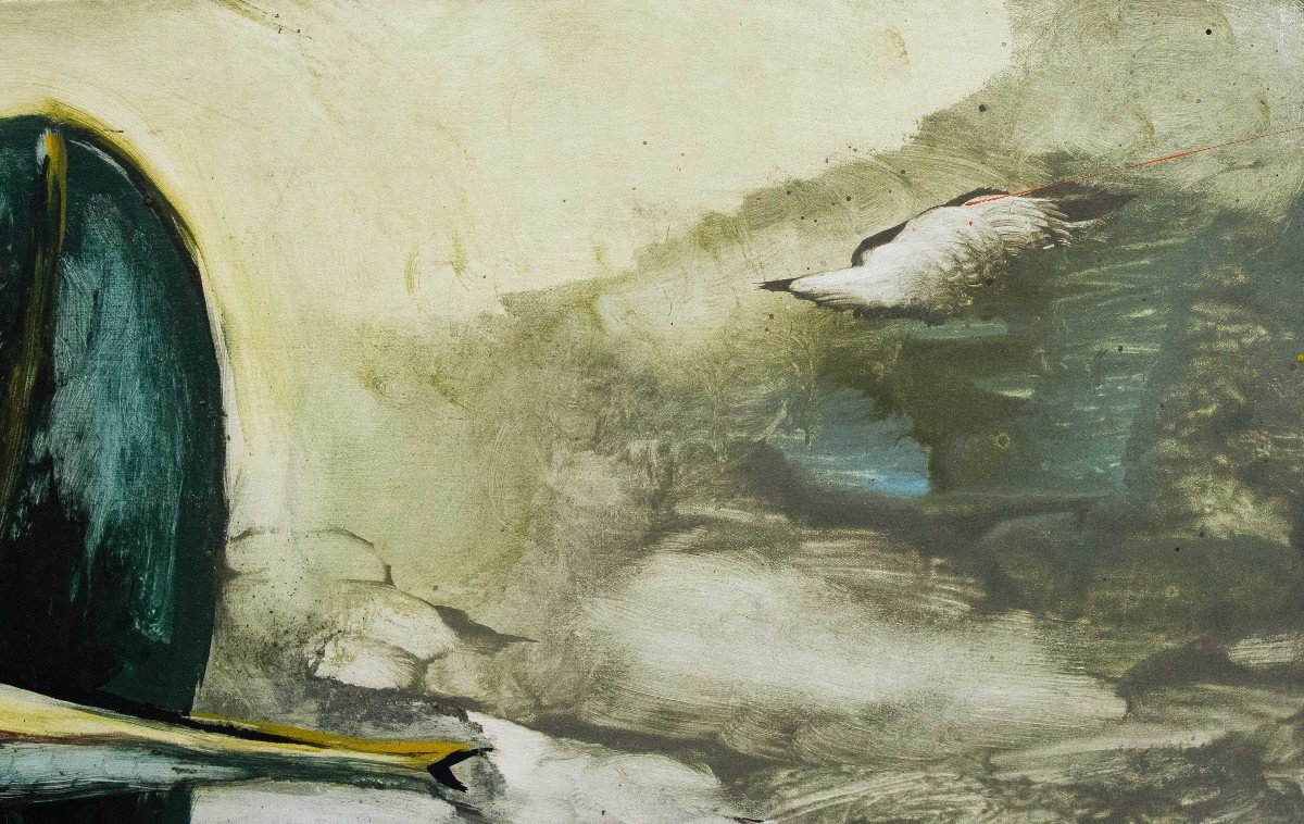 Sergio Vacchi , "Attenzione del volo", Olio su tela, firmato, 1973-photo-4