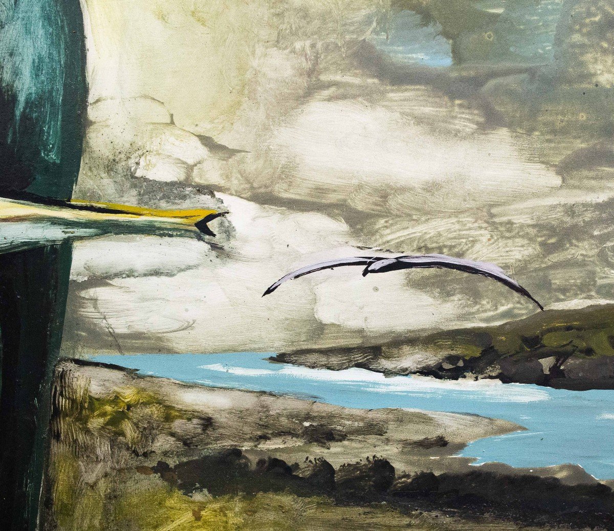 Sergio Vacchi , "Attenzione del volo", Olio su tela, firmato, 1973-photo-5