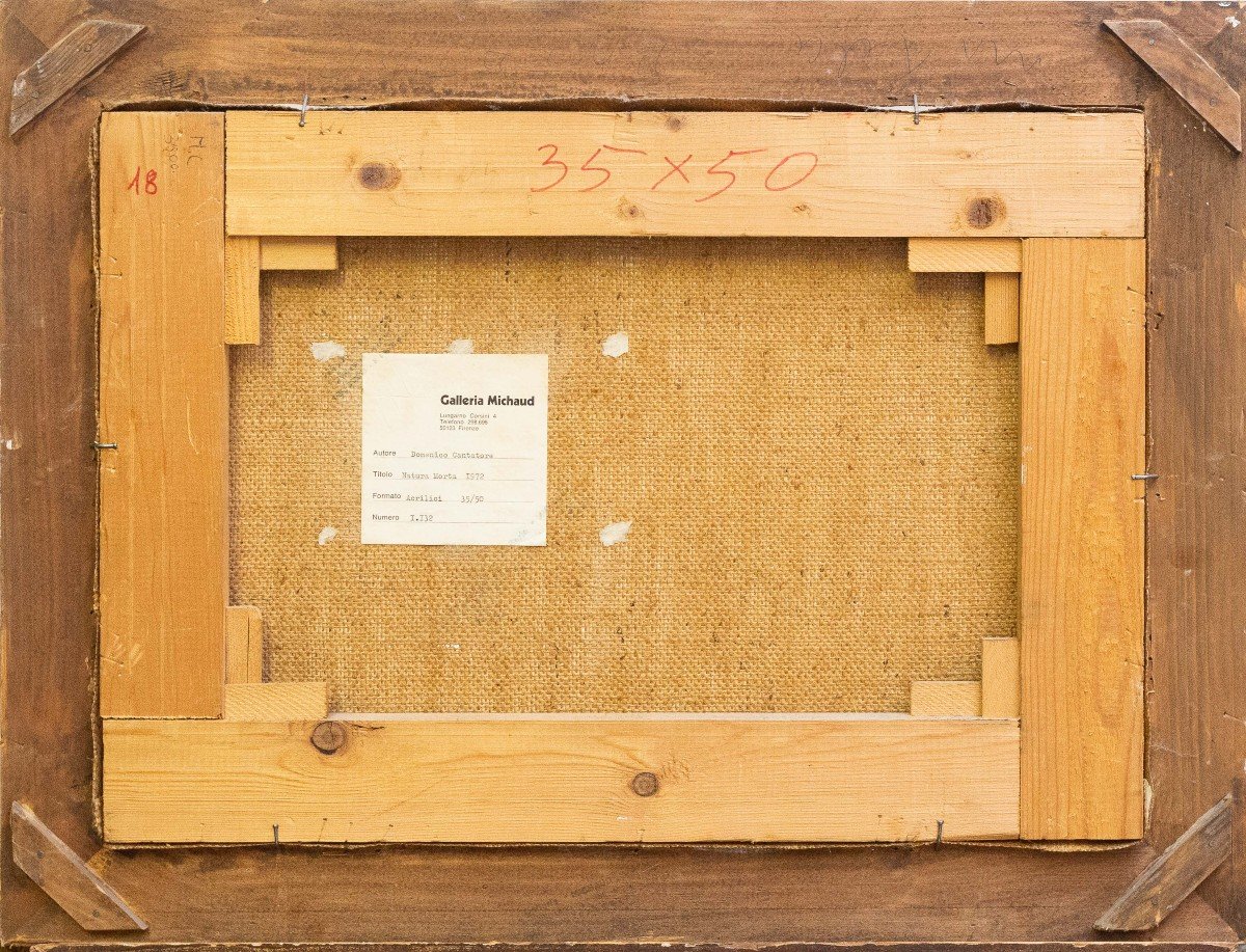 Domenico Cantatore, acrilico, "Natura Morta", firmato, 1972-photo-3