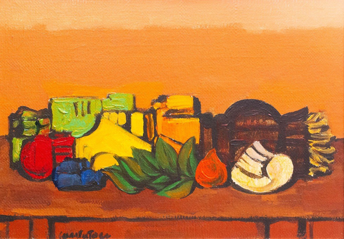 Domenico Cantatore, acrilico, "Natura Morta", firmato, 1972-photo-1