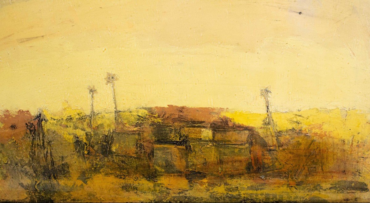 Pippo Pozzi, "Villaggio Egiziano", olio su tela, Epoca '900-photo-6