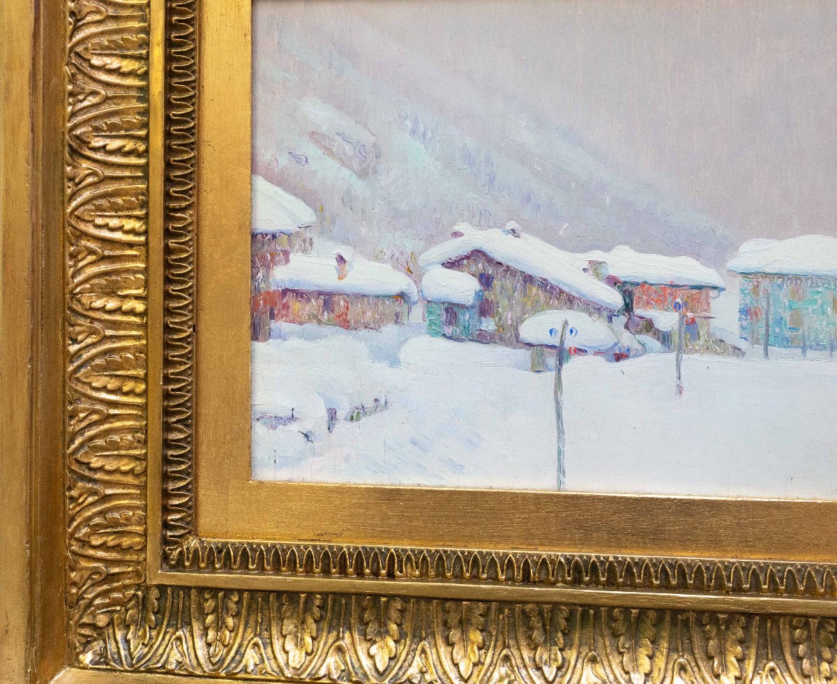Giuseppe Sobrile, "Borgo Innevato", Epoca Primi '900-photo-2