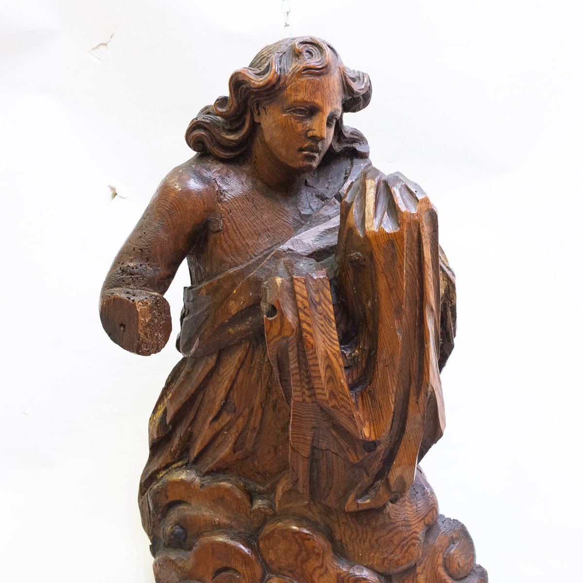 Coppia sculture intagliate lignee da parete, "Scene Religiose", Epoca '600-photo-1