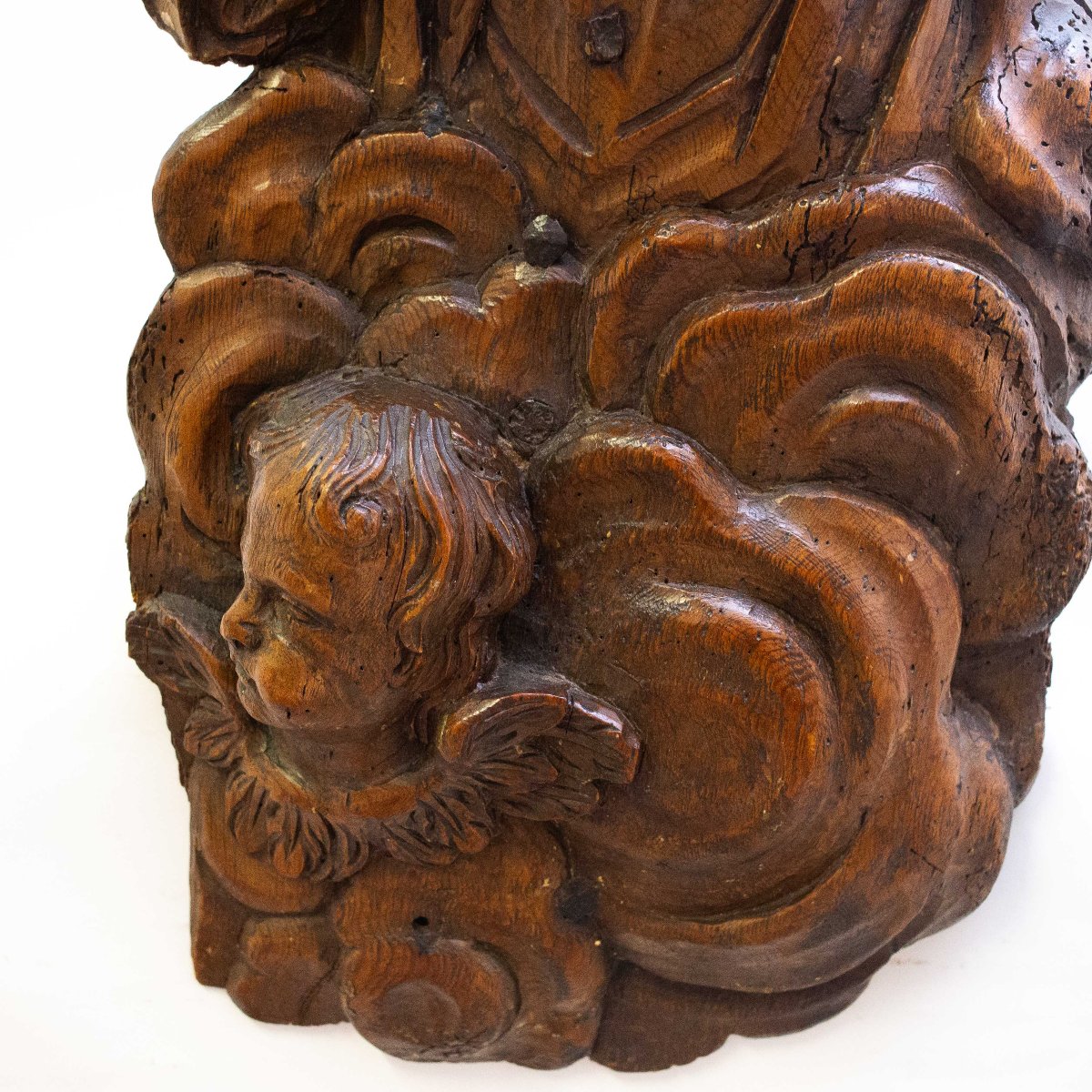 Coppia sculture intagliate lignee da parete, "Scene Religiose", Epoca '600-photo-5