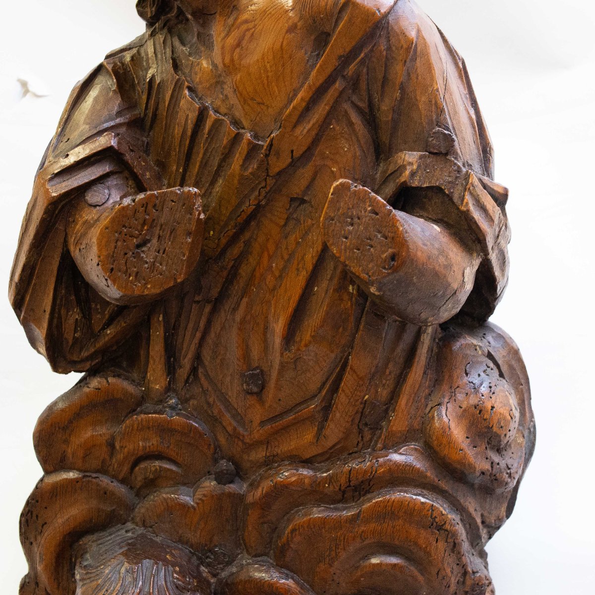 Coppia sculture intagliate lignee da parete, "Scene Religiose", Epoca '600-photo-6