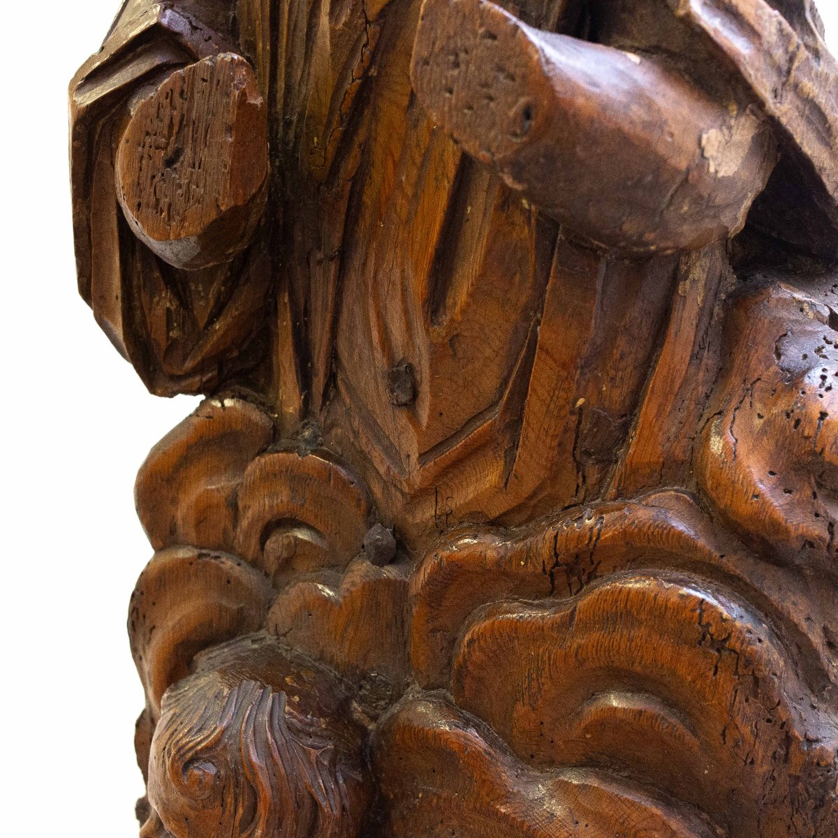 Coppia sculture intagliate lignee da parete, "Scene Religiose", Epoca '600-photo-8