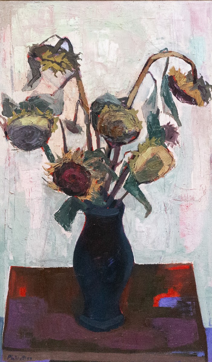 Fulvio Platinetti, "Girasoli Secchi" (1959), olio su tela, firmato