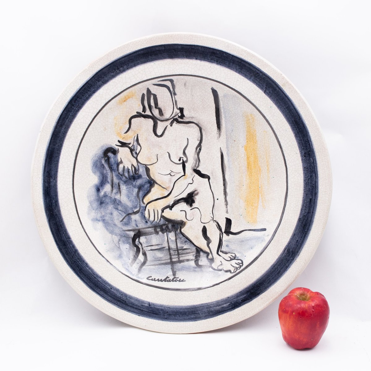 Domenico Cantatore, Piatto in ceramica, "Nudo femminile", 29/50, firmato-photo-3