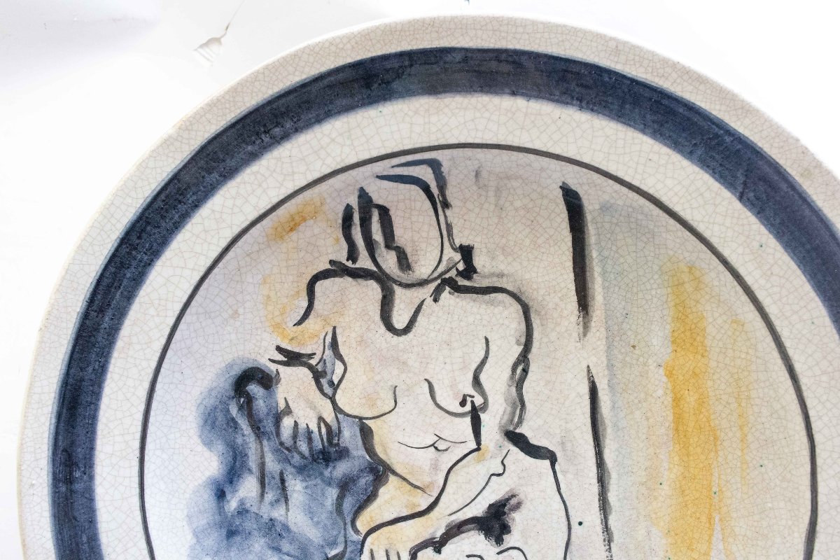 Domenico Cantatore, Piatto in ceramica, "Nudo femminile", 29/50, firmato-photo-3