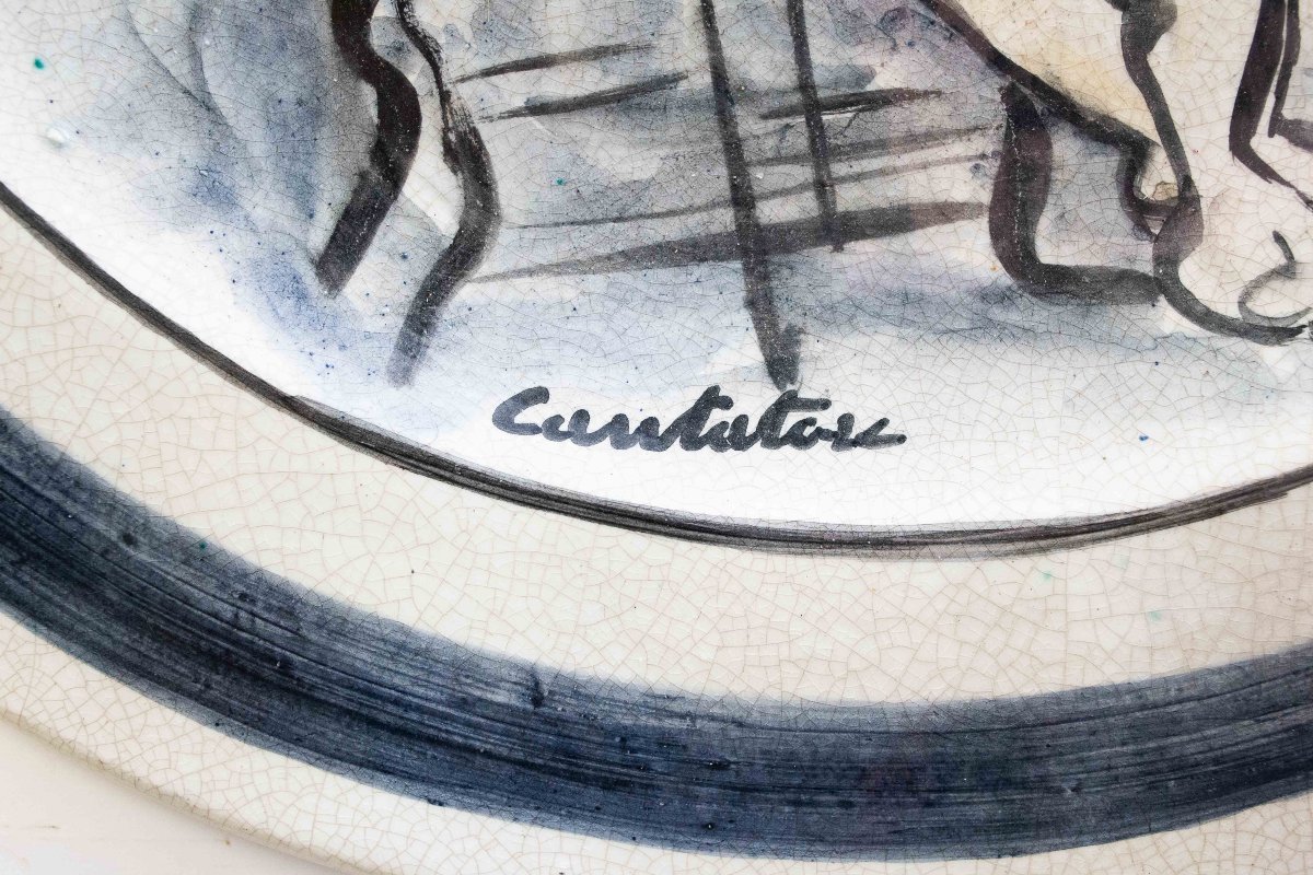 Domenico Cantatore, Piatto in ceramica, "Nudo femminile", 29/50, firmato-photo-4