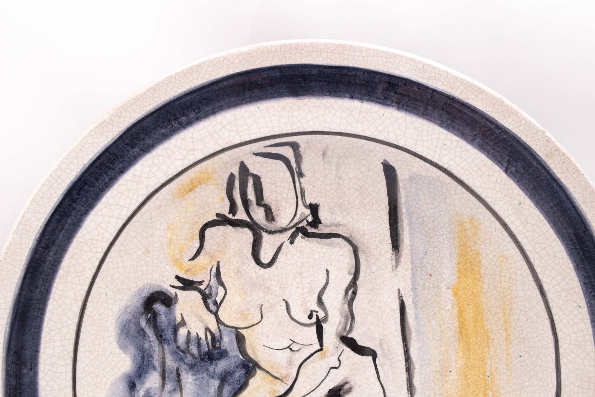 Domenico Cantatore, Piatto in ceramica, "Nudo femminile", 29/50, firmato-photo-6