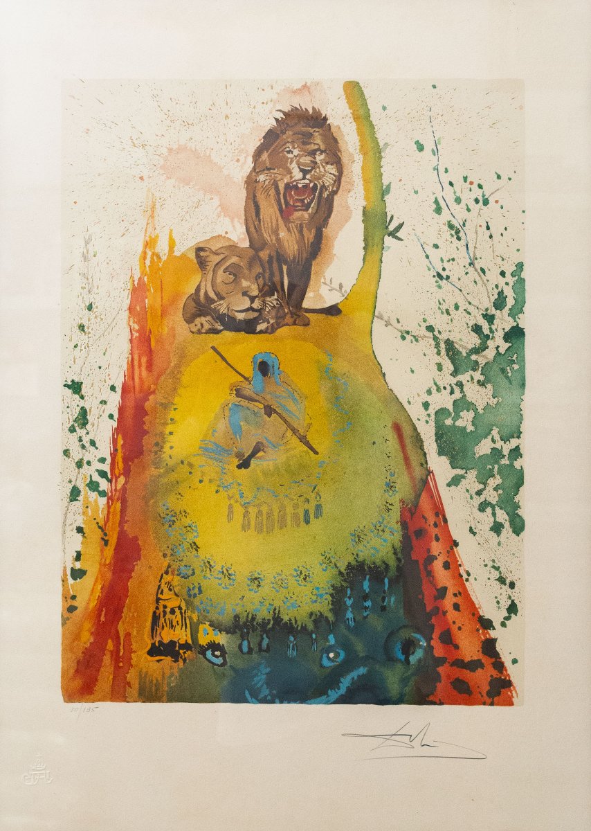 Salvador Dalì, "Leone di Caribia", Ed. 195, litografia, firmata, Anni '80-photo-1