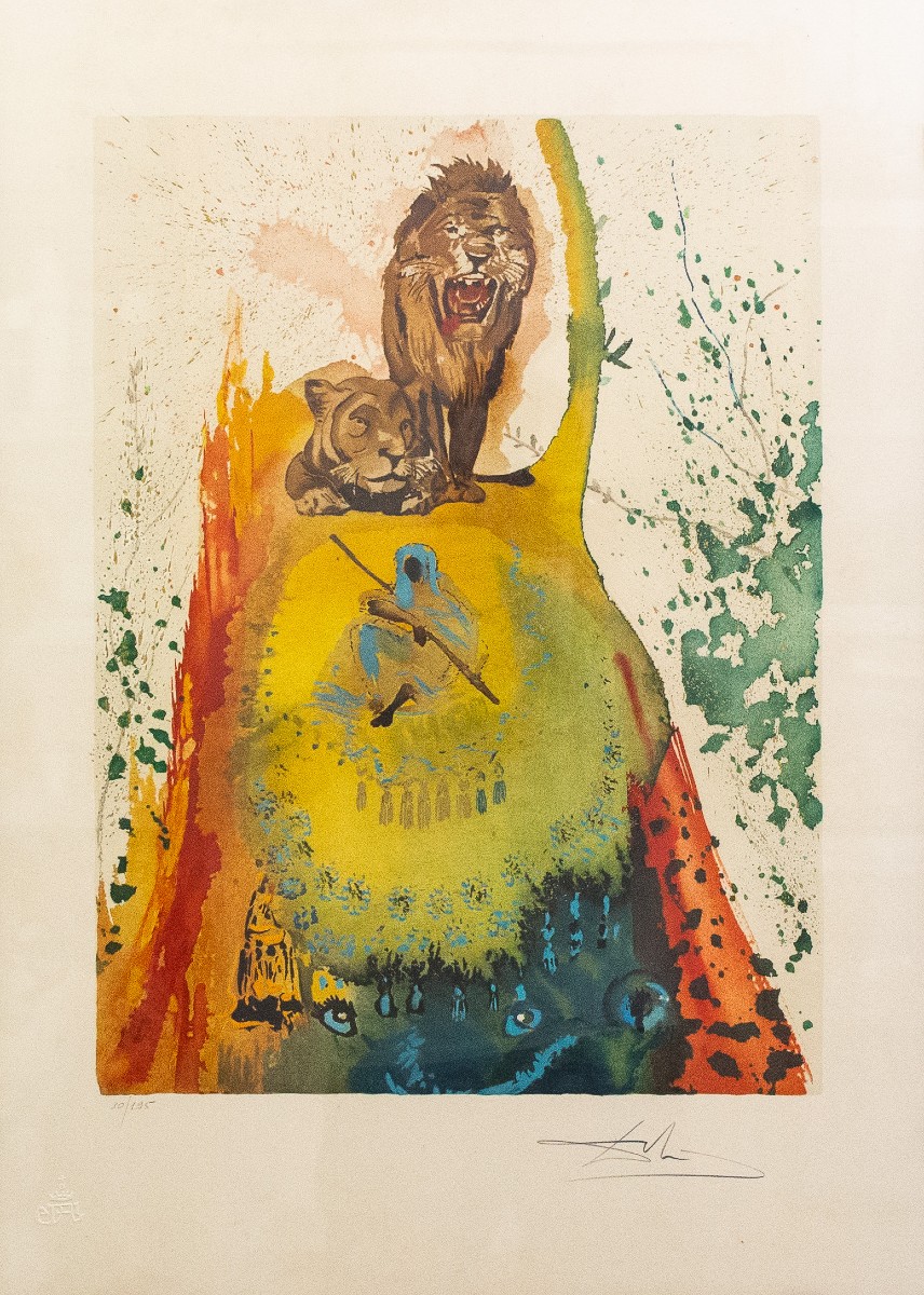 Salvador Dalì, "Leone di Caribia", Ed. 195, litografia, firmata, Anni '80