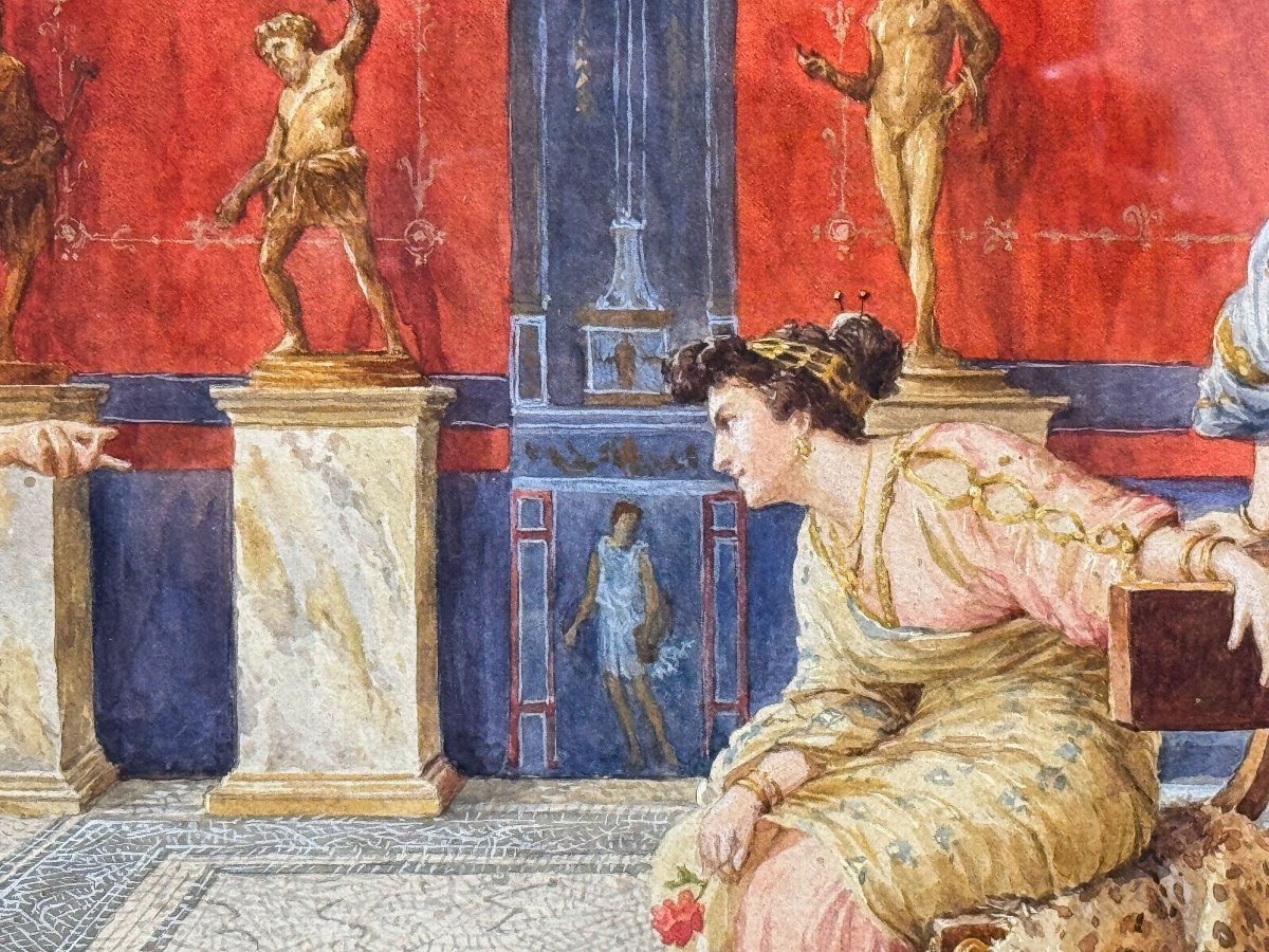 Ettore Forti, "Giovane Antiquario", acquerello su carta, firmato, Fine '800 Primi '900-photo-1