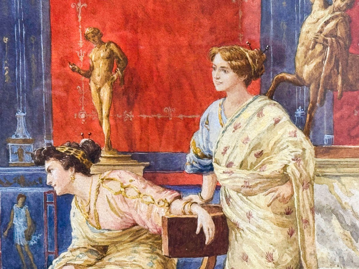 Ettore Forti, "Giovane Antiquario", acquerello su carta, firmato, Fine '800 Primi '900-photo-2
