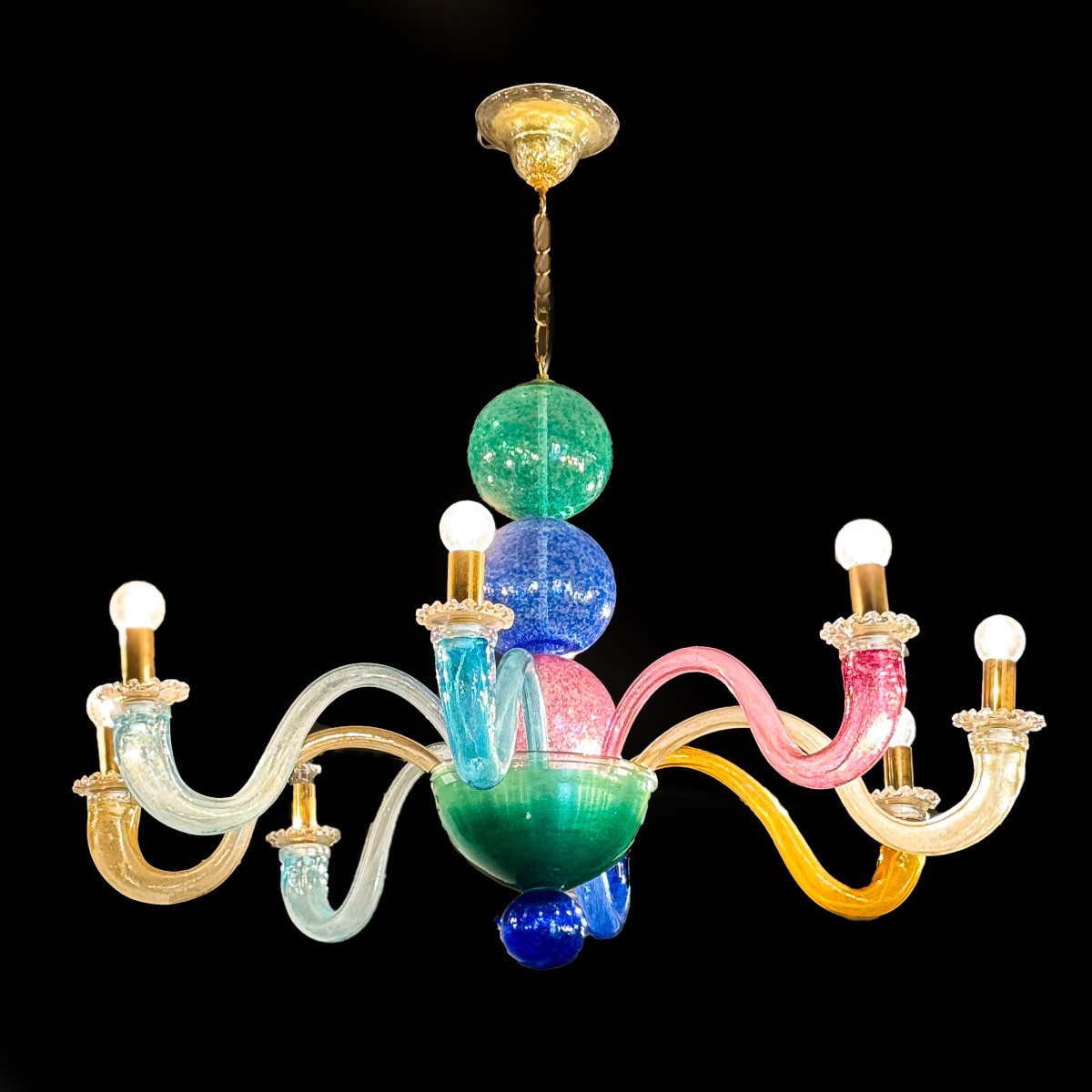 Lampadario Stile Gio Ponti, in vetro Murano, Epoca '900