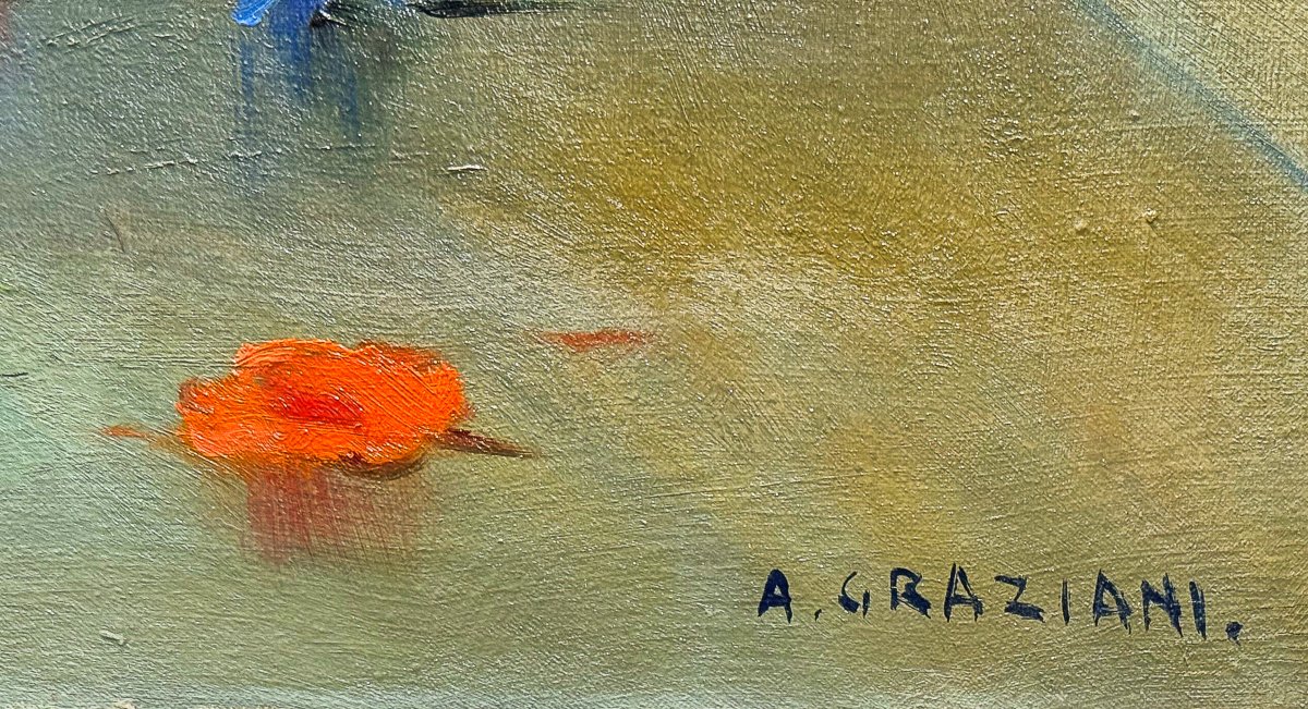 Alfio Paolo Graziani, "Vaso di Fiori", olio su tela, Epoca '900-photo-3