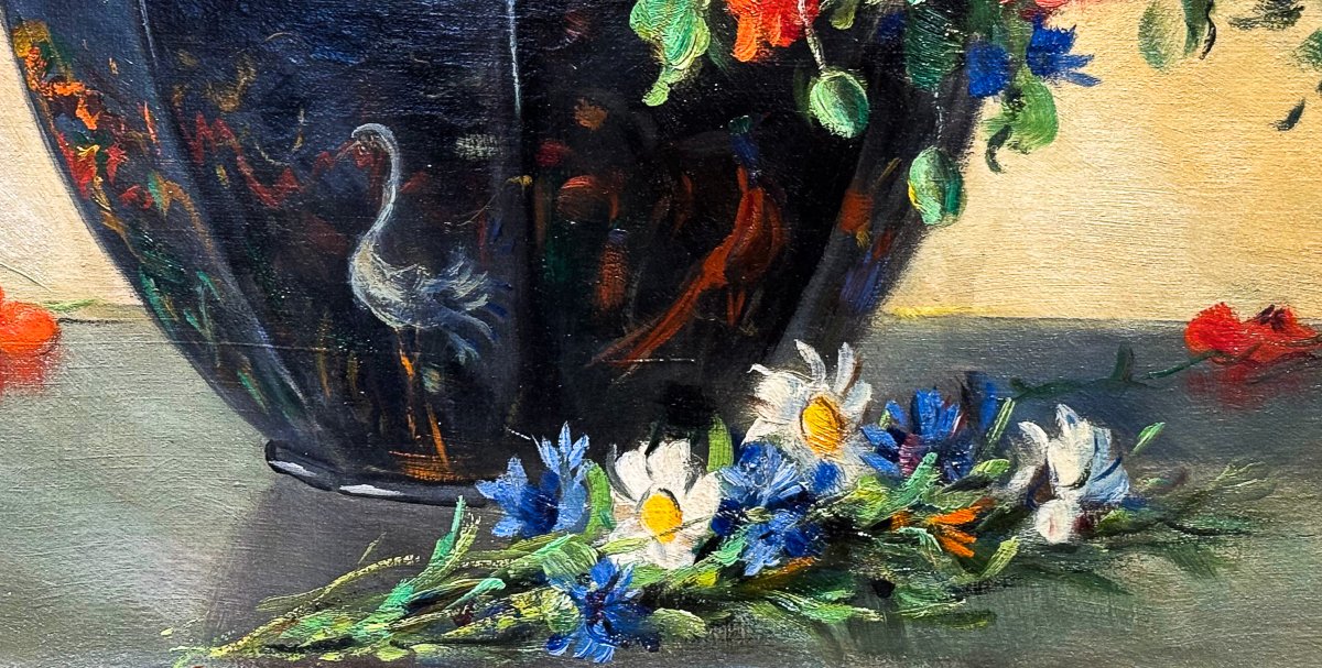 Alfio Paolo Graziani, "Vaso di Fiori", olio su tela, Epoca '900-photo-1