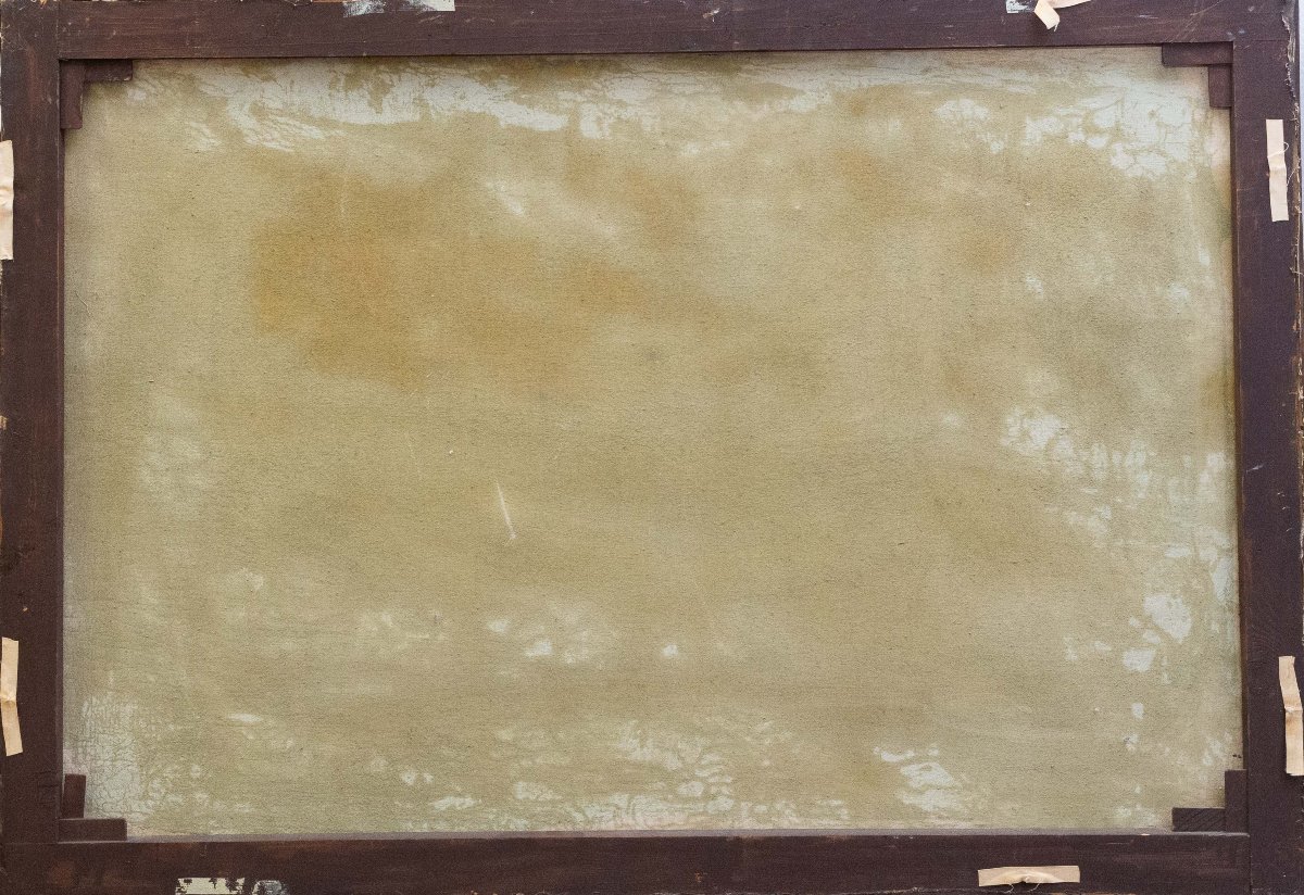 Gino Federici,  "Pastore con gregge", olio su tela, firmato, Epoca XX Secolo-photo-4