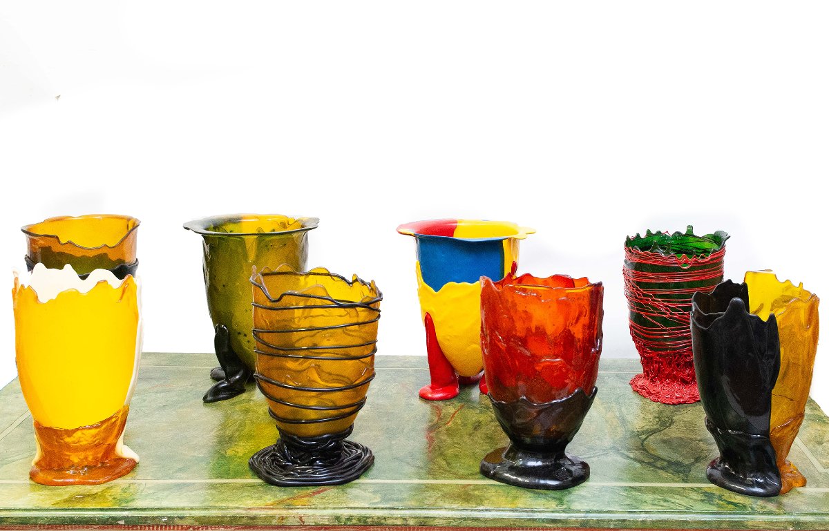 Gaetano Pesce per Fish Design, Set di 8 vasi, 1995, firmati-photo-2