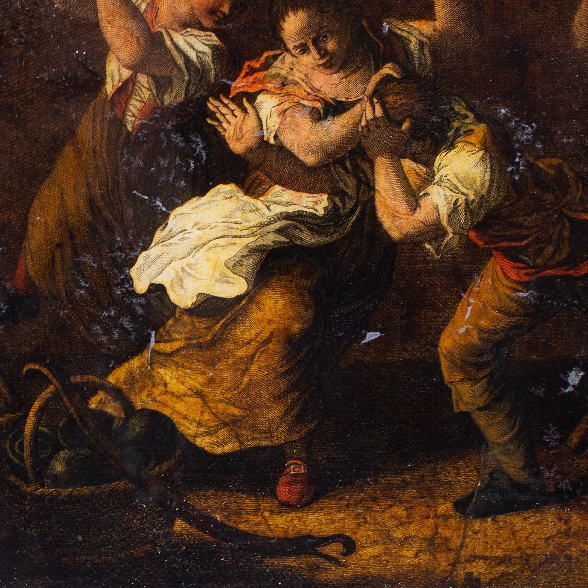 Coppia di Stampe acquerellate Antiche, "Baruffe", XVIII Secolo-photo-2