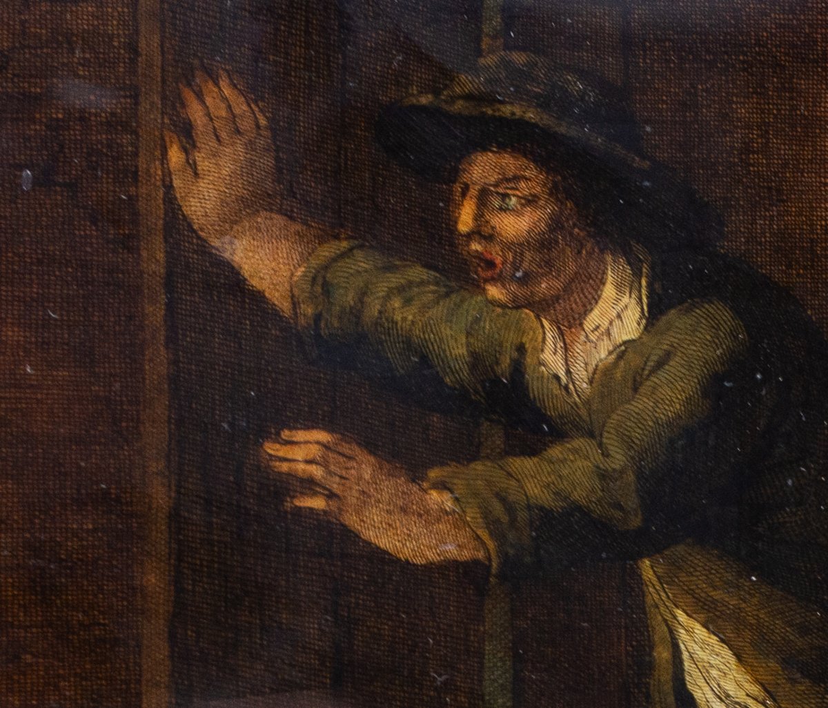 Coppia di Stampe acquerellate Antiche, "Baruffe", XVIII Secolo-photo-7